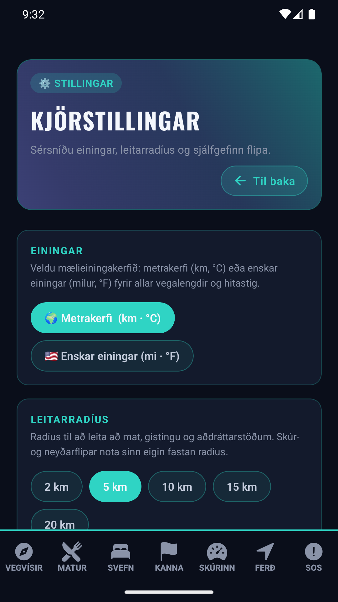 Stillingarskjár